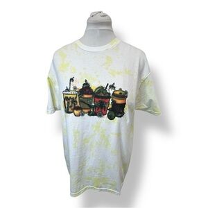 Gildan Women's Tie Dye Cactus Coffee Graphic Tee Bohemian Western Yellow L
